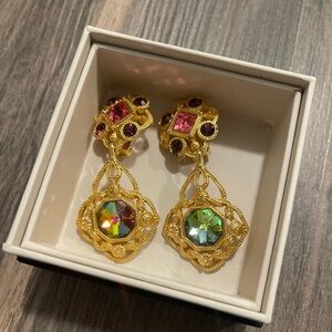 Avon Watermelon rivoli rhinestone changeable dangle clip on earrings
